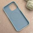 قاب گوشی iPhone 15 Pro Max آیفون سیلیکونی پاستیلی اورجینال Case پاک کنی مگ سیف دار MagSafe داخل مخملی درجه یک آبی کد 115561
