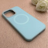 قاب گوشی iPhone 15 Pro Max آیفون سیلیکونی پاستیلی اورجینال Case پاک کنی مگ سیف دار MagSafe داخل مخملی درجه یک آبی کد 115561