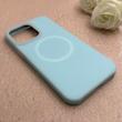 قاب گوشی iPhone 15 Pro Max آیفون سیلیکونی پاستیلی اورجینال Case پاک کنی مگ سیف دار MagSafe داخل مخملی درجه یک آبی کد 115561