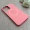 قاب گوشی iPhone 15 Pro Max آیفون سیلیکونی پاستیلی اورجینال Case پاک کنی مگ سیف دار MagSafe داخل مخملی درجه یک صورتی کد 115562