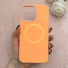 قاب گوشی iPhone 15 Pro Max آیفون سیلیکونی پاستیلی اورجینال Case پاک کنی مگ سیف دار MagSafe داخل مخملی درجه یک نارنجی کد 115567