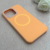 قاب گوشی iPhone 15 Pro Max آیفون سیلیکونی پاستیلی اورجینال Case پاک کنی مگ سیف دار MagSafe داخل مخملی درجه یک نارنجی کد 115567