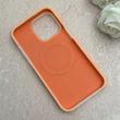 قاب گوشی iPhone 15 Pro Max آیفون سیلیکونی پاستیلی اورجینال Case پاک کنی مگ سیف دار MagSafe داخل مخملی درجه یک نارنجی کد 115567