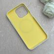 قاب گوشی iPhone 15 Pro Max آیفون سیلیکونی پاستیلی اورجینال Case پاک کنی مگ سیف دار MagSafe داخل مخملی درجه یک زرد کد 115568