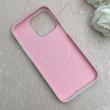 قاب گوشی iPhone 15 Pro Max آیفون سیلیکونی پاستیلی اورجینال Case پاک کنی مگ سیف دار MagSafe داخل مخملی درجه یک صورتی روشن کد 115569