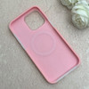 قاب گوشی iPhone 14 Pro Max آیفون سیلیکونی پاستیلی اورجینال Case پاک کنی مگ سیف دار MagSafe داخل مخملی درجه یک صورتی کد 115570