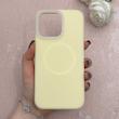 قاب گوشی iPhone 14 Pro Max آیفون سیلیکونی پاستیلی اورجینال Case پاک کنی مگ سیف دار MagSafe داخل مخملی درجه یک زرد کد 115573