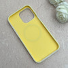 قاب گوشی iPhone 14 Pro Max آیفون سیلیکونی پاستیلی اورجینال Case پاک کنی مگ سیف دار MagSafe داخل مخملی درجه یک زرد کد 115573