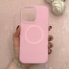 قاب گوشی iPhone 14 Pro Max آیفون سیلیکونی پاستیلی اورجینال Case پاک کنی مگ سیف دار MagSafe داخل مخملی درجه یک صورتی روشن کد 115574