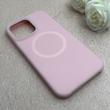 قاب گوشی iPhone 14 Pro Max آیفون سیلیکونی پاستیلی اورجینال Case پاک کنی مگ سیف دار MagSafe داخل مخملی درجه یک صورتی روشن کد 115574