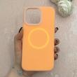 قاب گوشی iPhone 14 Pro Max آیفون سیلیکونی پاستیلی اورجینال Case پاک کنی مگ سیف دار MagSafe داخل مخملی درجه یک نارنجی کد 115577