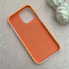 قاب گوشی iPhone 14 Pro Max آیفون سیلیکونی پاستیلی اورجینال Case پاک کنی مگ سیف دار MagSafe داخل مخملی درجه یک نارنجی کد 115577