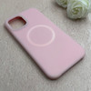 قاب گوشی iPhone 12 Pro Max آیفون سیلیکونی پاستیلی اورجینال Case پاک کنی مگ سیف دار MagSafe داخل مخملی درجه یک صورتی روشن کد 115591