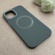 قاب گوشی iPhone 12 Pro Max آیفون سیلیکونی پاستیلی اورجینال Case پاک کنی مگ سیف دار MagSafe داخل مخملی درجه یک خاکستری کد 115595