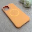 قاب گوشی iPhone 12 Pro Max آیفون سیلیکونی پاستیلی اورجینال Case پاک کنی مگ سیف دار MagSafe داخل مخملی درجه یک نارنجی کد 115596