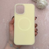 قاب گوشی iPhone 12 Pro Max آیفون سیلیکونی پاستیلی اورجینال Case پاک کنی مگ سیف دار MagSafe داخل مخملی درجه یک زرد کد 115597