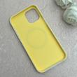 قاب گوشی iPhone 12 Pro Max آیفون سیلیکونی پاستیلی اورجینال Case پاک کنی مگ سیف دار MagSafe داخل مخملی درجه یک زرد کد 115597