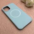 قاب گوشی iPhone 12 Pro Max آیفون سیلیکونی پاستیلی اورجینال Case پاک کنی مگ سیف دار MagSafe داخل مخملی درجه یک آبی کد 115598