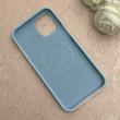 قاب گوشی iPhone 12 Pro Max آیفون سیلیکونی پاستیلی اورجینال Case پاک کنی مگ سیف دار MagSafe داخل مخملی درجه یک آبی کد 115598