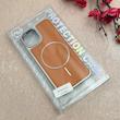 قاب گوشی iPhone 13 - iPhone 14 آیفون اورجینال Protection Case چرمی دوخت دار دور کرومی مگ سیف Magsafe اورجینال عسلی کد 115511