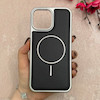 قاب گوشی iPhone 13 Pro Max آیفون اورجینال Protection Case چرمی دوخت دار دور کرومی مگ سیف Magsafe اورجینال مشکی کد 115514