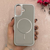 قاب گوشی iPhone 17 آیفون اورجینال Protection Case چرمی دوخت دار دور کرومی مگ سیف Magsafe اورجینال طوسی کد 115525