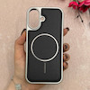 قاب گوشی iPhone 17 آیفون اورجینال Protection Case چرمی دوخت دار دور کرومی مگ سیف Magsafe اورجینال مشکی کد 115526