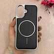 قاب گوشی iPhone 17 آیفون اورجینال Protection Case چرمی دوخت دار دور کرومی مگ سیف Magsafe اورجینال مشکی کد 115526