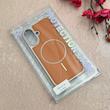 قاب گوشی iPhone 16 آیفون اورجینال Protection Case چرمی دوخت دار دور کرومی مگ سیف Magsafe اورجینال عسلی کد 115529