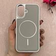 قاب گوشی iPhone 16 آیفون اورجینال Protection Case چرمی دوخت دار دور کرومی مگ سیف Magsafe اورجینال طوسی کد 115532