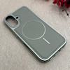 قاب گوشی iPhone 16 آیفون اورجینال Protection Case چرمی دوخت دار دور کرومی مگ سیف Magsafe اورجینال طوسی کد 115532