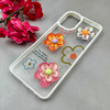 قاب گوشی Galaxy A06 سامسونگ لاکچری رزینی گل برجسته شفاف پاستیلی سفید کد 115631