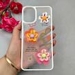 قاب گوشی Galaxy A06 سامسونگ لاکچری رزینی گل برجسته شفاف پاستیلی سفید کد 115631
