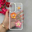 قاب گوشی Galaxy A16 سامسونگ لاکچری رزینی گل برجسته شفاف پاستیلی سفید کد 115636