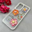 قاب گوشی Galaxy A16 سامسونگ لاکچری رزینی گل برجسته شفاف پاستیلی سفید کد 115636