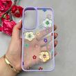قاب گوشی Galaxy A16 سامسونگ لاکچری رزینی گل برجسته شفاف پاستیلی یاسی کد 115637