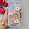 قاب گوشی Galaxy A24 سامسونگ لاکچری رزینی گل برجسته شفاف پاستیلی یاسی کد 115641