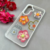 قاب گوشی Galaxy A36 سامسونگ لاکچری رزینی گل برجسته شفاف پاستیلی سفید کد 115648