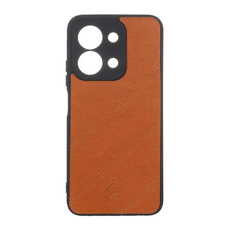 قاب گوشی Redmi 15C - Poco C85 شیائومی شیائومی طرح چرمی ساده محافظ لنزدار مورب قهوه ای روشن کد 96265
