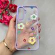قاب گوشی Galaxy A36 سامسونگ لاکچری رزینی گل برجسته شفاف پاستیلی یاسی کد 115649