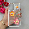 قاب گوشی Galaxy A54 سامسونگ لاکچری رزینی گل برجسته شفاف پاستیلی سفید کد 115651