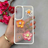 قاب گوشی Galaxy A55 سامسونگ لاکچری رزینی گل برجسته شفاف پاستیلی سفید کد 115652