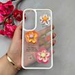 قاب گوشی Galaxy A55 سامسونگ لاکچری رزینی گل برجسته شفاف پاستیلی سفید کد 115652