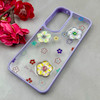 قاب گوشی Galaxy A55 سامسونگ لاکچری رزینی گل برجسته شفاف پاستیلی یاسی کد 115653