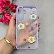 قاب گوشی Galaxy A56 سامسونگ لاکچری رزینی گل برجسته شفاف پاستیلی یاسی کد 115654