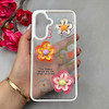 قاب گوشی Galaxy A56 سامسونگ لاکچری رزینی گل برجسته شفاف پاستیلی سفید کد 115655
