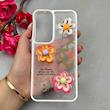 قاب گوشی Galaxy S23 FE سامسونگ لاکچری رزینی گل برجسته شفاف پاستیلی سفید کد 115656