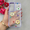 قاب گوشی Galaxy S23 FE سامسونگ لاکچری رزینی گل برجسته شفاف پاستیلی یاسی کد 115657