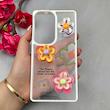 قاب گوشی Galaxy S25 Ultra سامسونگ لاکچری رزینی گل برجسته شفاف پاستیلی سفید کد 115663