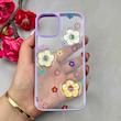 قاب گوشی iPhone 13 - iPhone 14 آیفون لاکچری رزینی گل برجسته شفاف پاستیلی یاسی کد 115666